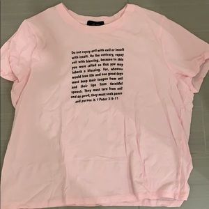 Pink tshirt with saying- Forever 21